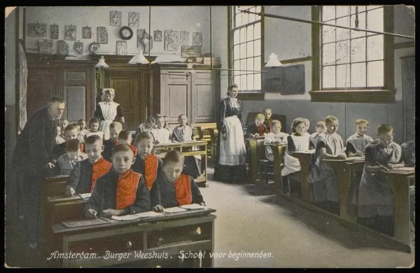 Dutch orphan children in a classroom.